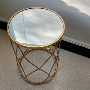 Glass Top Gold Side Table